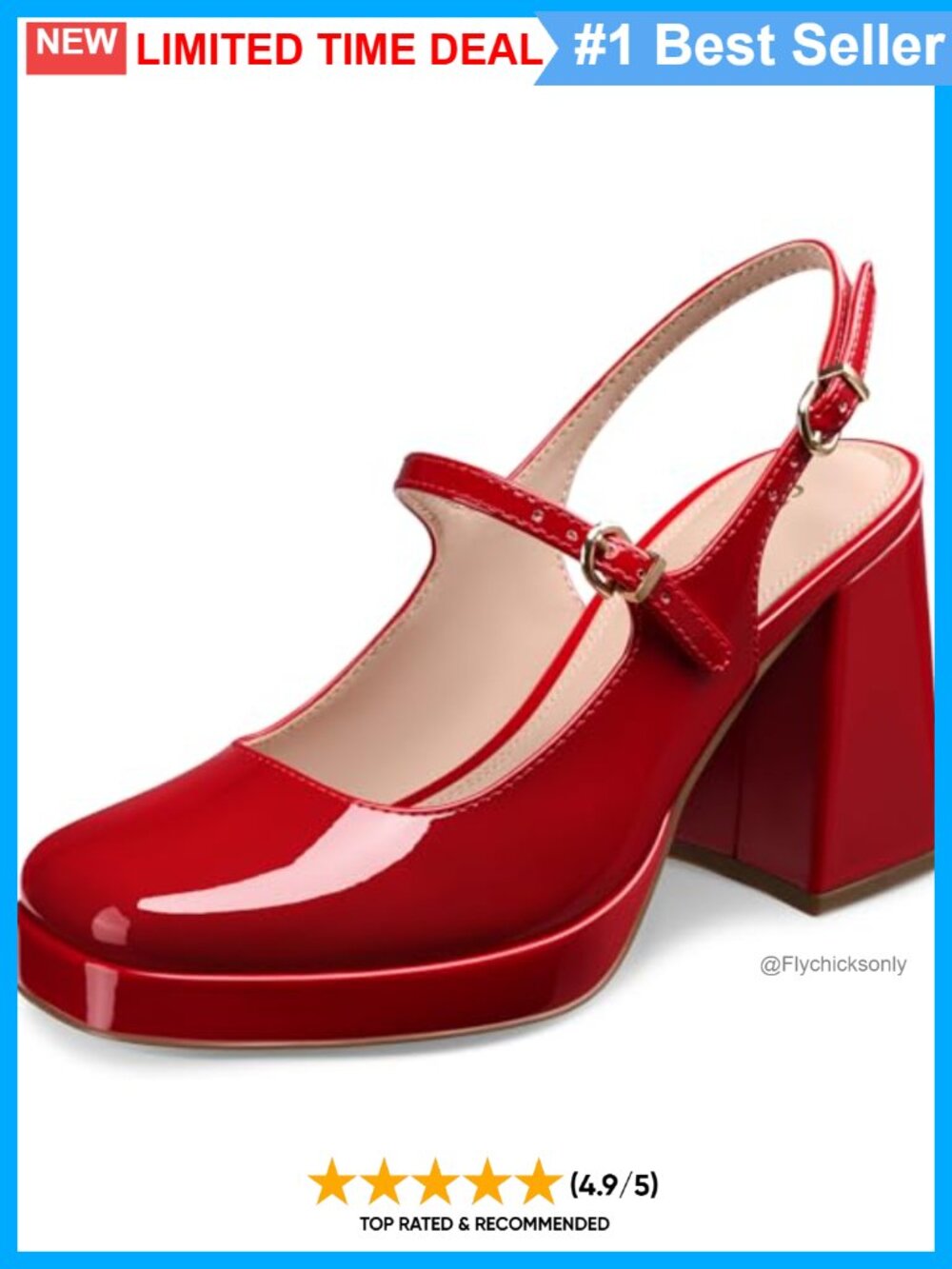 Faux Leather Mary Jane Pumps Chunky Platform Heels Squared Toe Slingback